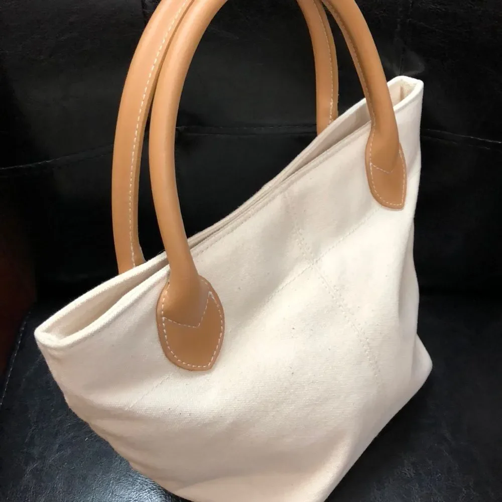 Lillian Vernon Leather Trim Tote
